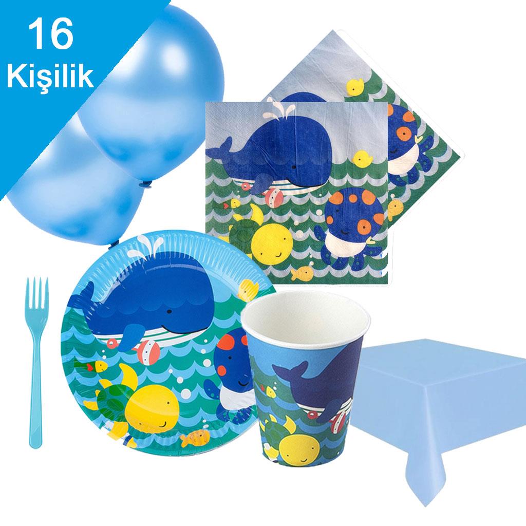 KBK Market Mavi Mutlu Balıklar Kullan At Set 16 Kişilik 