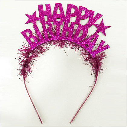 KBK Market Metal Fuşya Happy Birthday Taç