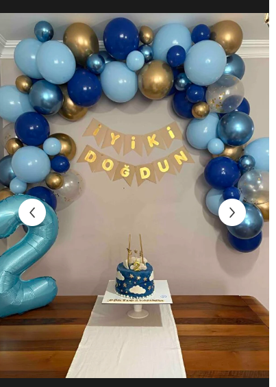 KBK Market Metalik Gece Mavisi Temalı Balon Zinciri