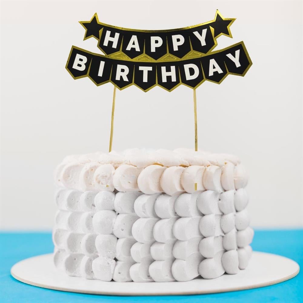 KBK Market Pasta Üzeri Happy Birthday Yazı Siyah