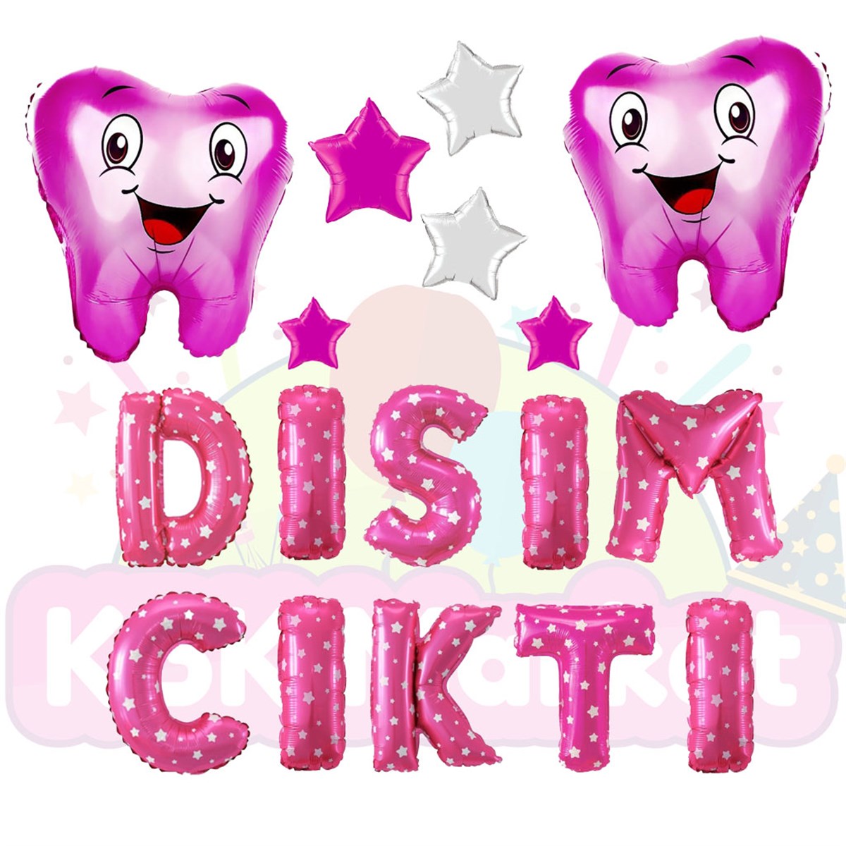 KBK Market Pembe İlk Dişim Folyo Balon Seti