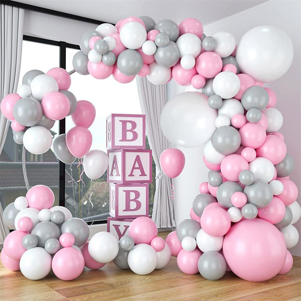 KBK Market Pembe ve Beyaz Renk Temalı Balon Zincir Seti