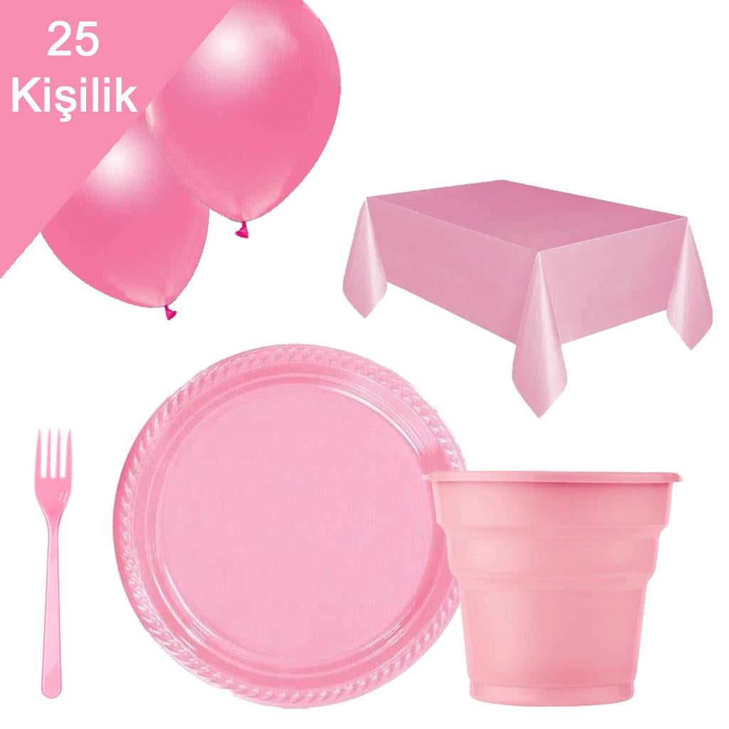 KBK Market Premium Serisi Sofra Doğum Günü Seti- 25 Kişilik Pembe