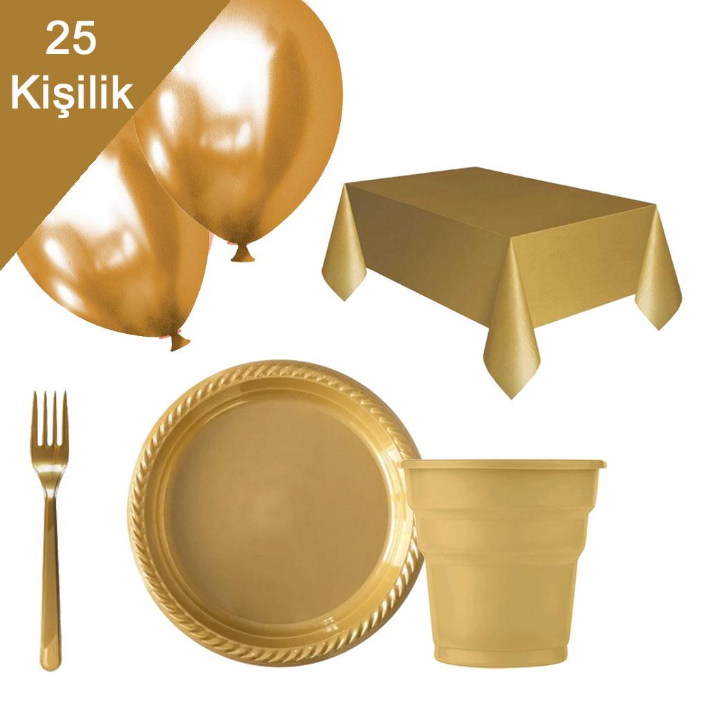 KBK Market Premium Serisi Sofra Doğum Günü Seti- 25 Kişilik Altın