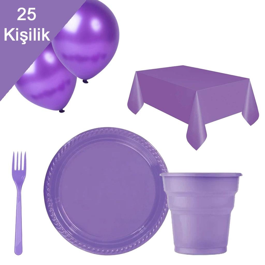 KBK Market Premium Serisi Sofra Doğum Günü Seti- 25 Kişilik Lila