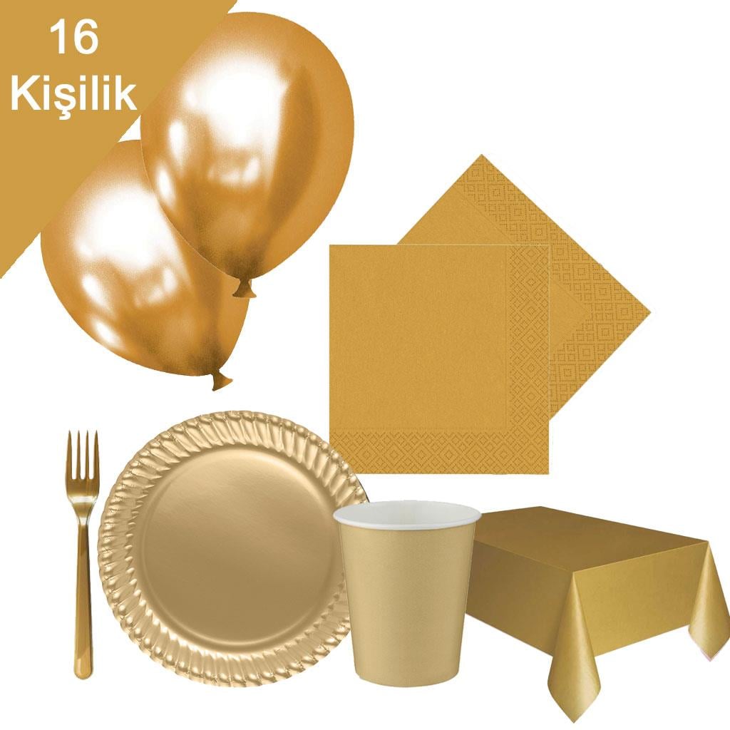 KBK Market Sert Karton Altın 16 Kişilik Kullan At Set