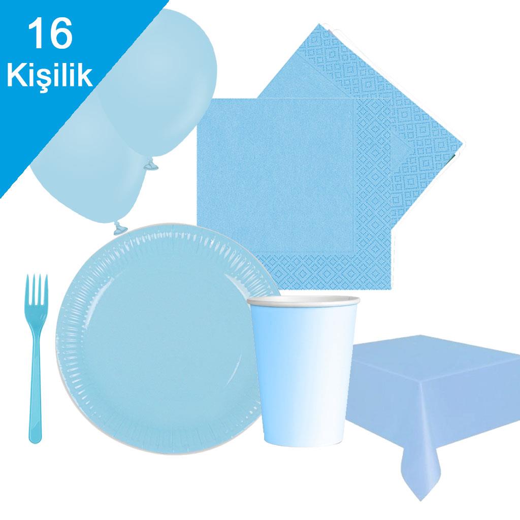 KBK Market Sert Karton Makaron Mavi 16 Kişilik Kullan At Set