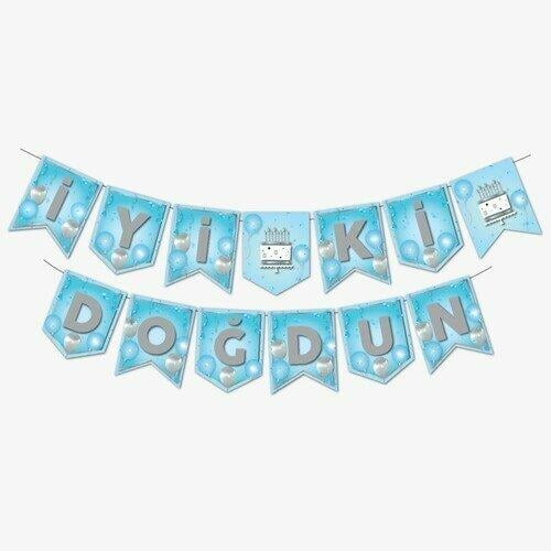 KBK Market Soft İyiki Doğdun İpli Uzar Süs Mavi