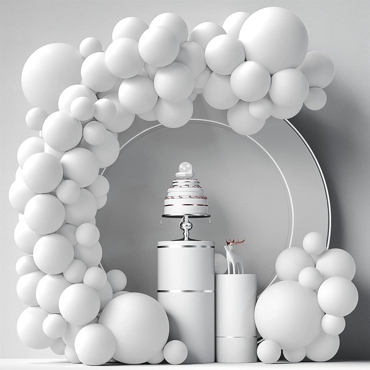 KBK Market Soft Jumbo Balonlu Makaron Balon Zinciri Beyaz