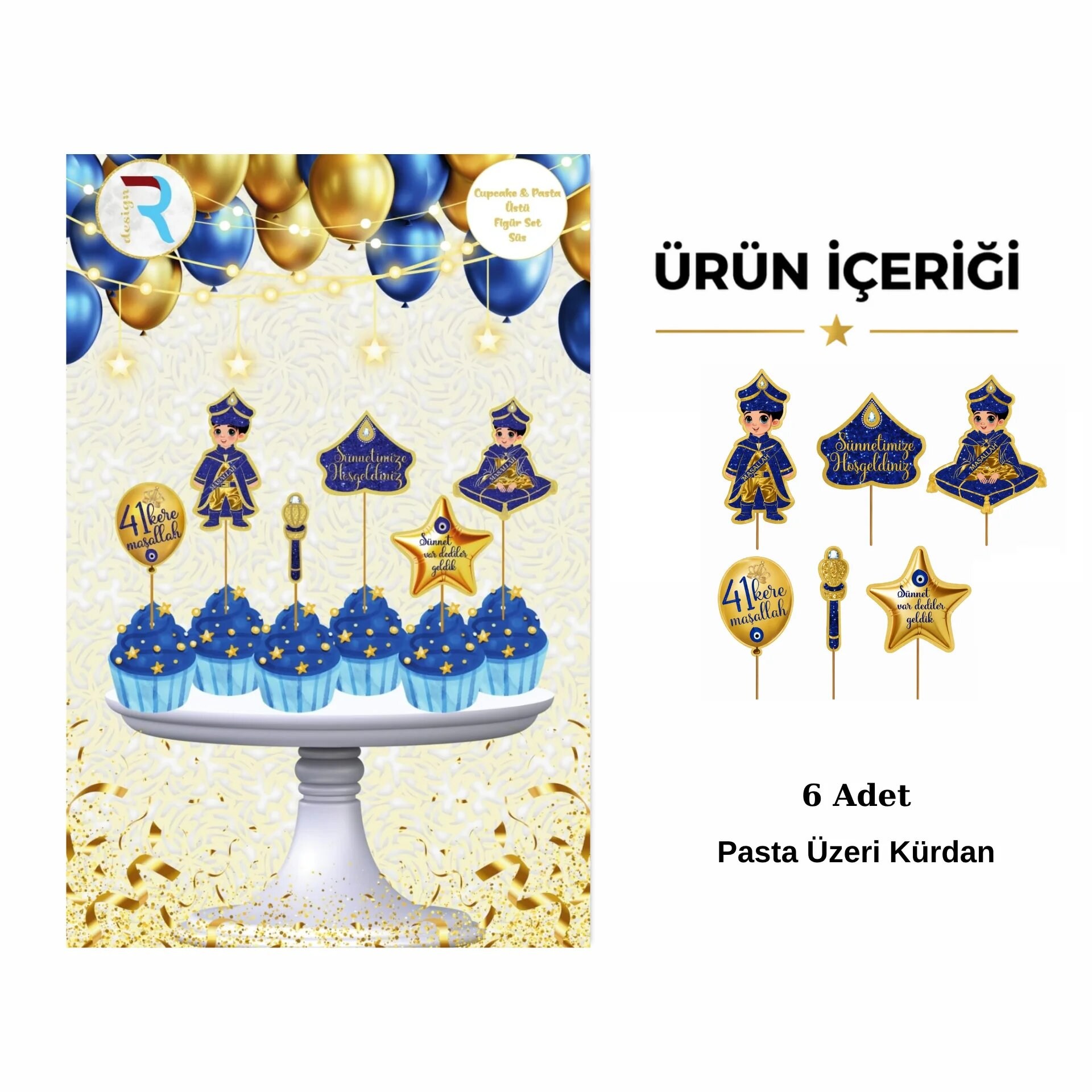 KBK Market Sünnet Pasta Kürdanı Gold 6'lı