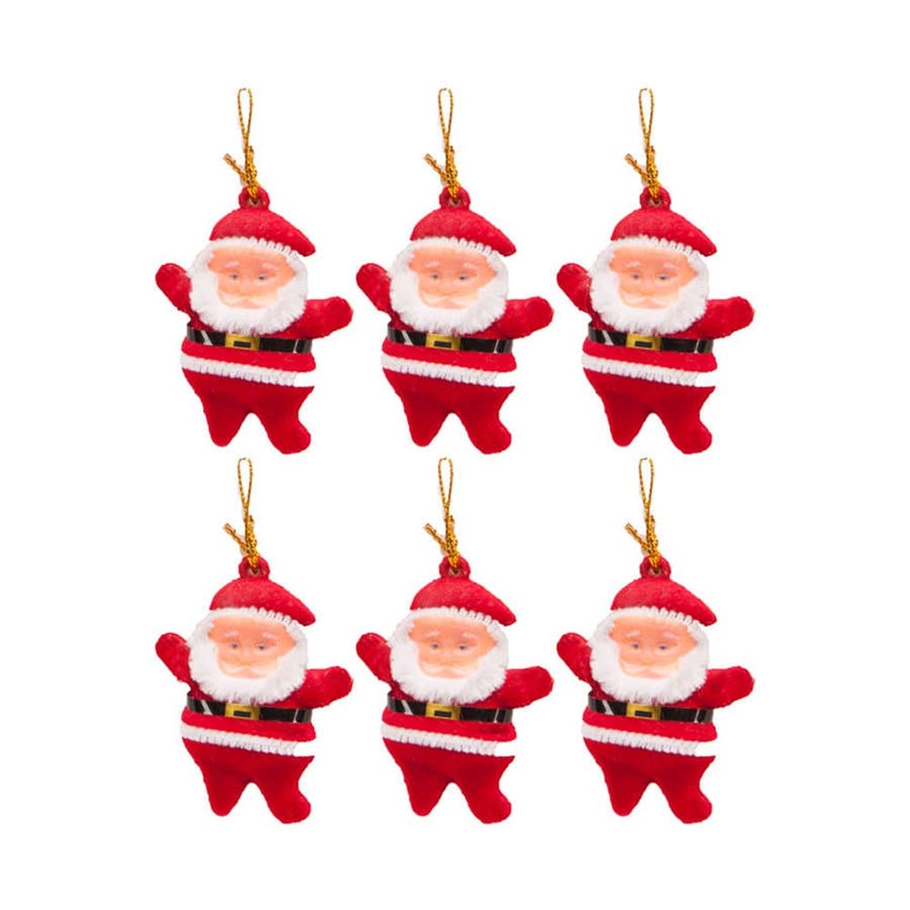 KBK Market Yılbaşı Çam Ağacı Süsü Simli Noel Baba 6'lı