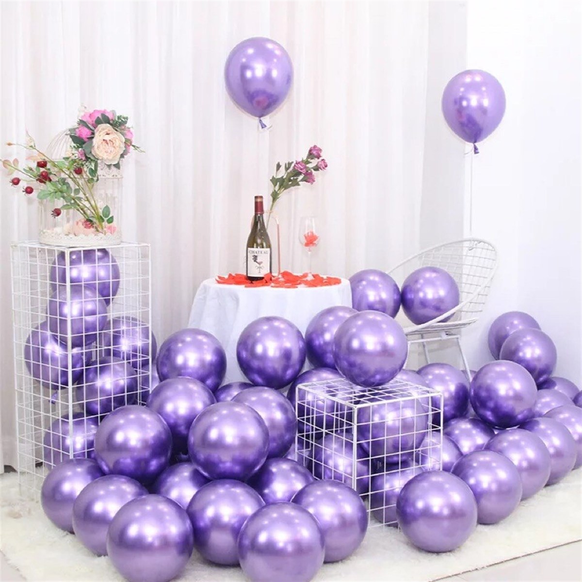 Parti Süsü Krom Balon 10 Adet Mor