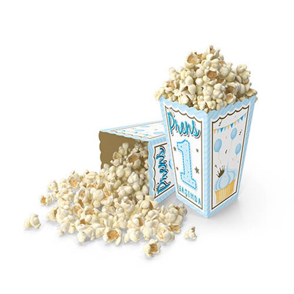 KBK Market 1 Yaş Mısır Kutusu Mavi Popcorn Kutusu 8 Adet
