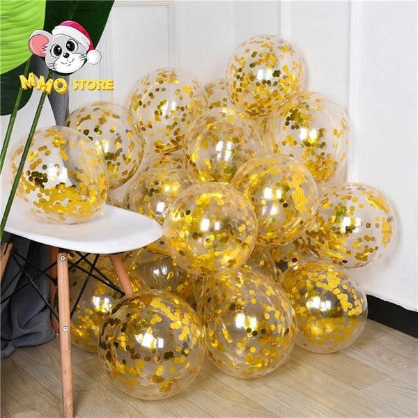 KBK Market Altın Konfetili Şeffaf Balon 10 Adet