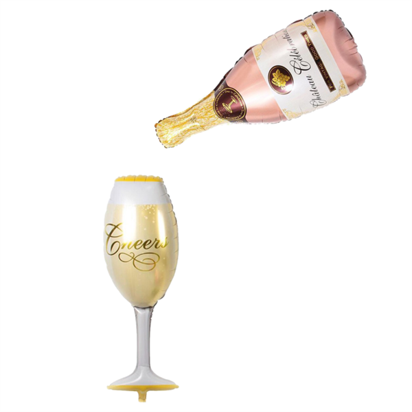KBK Market Dev Şampanya ve Kadeh Folyo Balon Set
