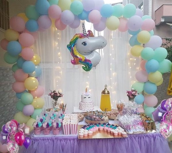 KBK Market Makaron Balonlu Doğum Günü Kombini Unicorn