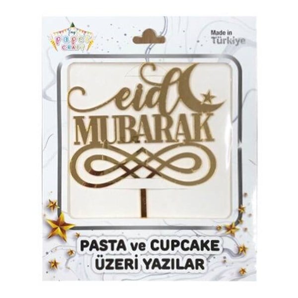 KBK Market Pleksi Pasta Üzeri Yazı Gold Eid Mubarak