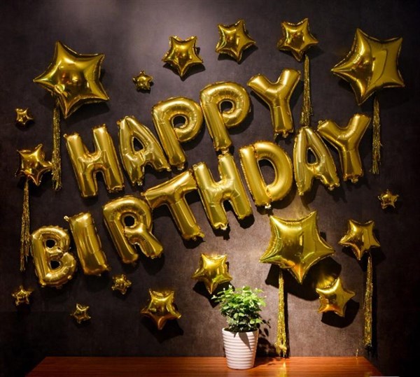 KBK Market Premium Serisi Hapyy Birthday Yıldızlı Doğum Günü Kombin Altın