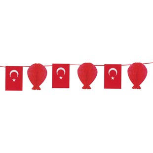 KBK Market 23 Nisan Türk Bayraklı Kağıt Süs Balonlu