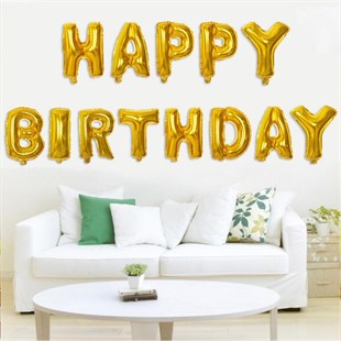 KBK Market Altın Happy Birthday Balon Seti- Doğum Günü Balon Seti
