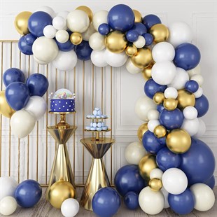 KBK Market Gece Mavisi ve Taş Rengi Temalı Balon Zinciri Seti 