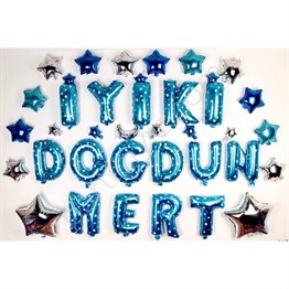 KBK Market İyiki Doğdun Folyo Harf Balon Seti- Yıldızlar Dahil