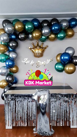 KBK Market Krom Balonlu ve Balon Standlı Balon Zinciri Seti