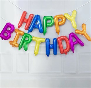 KBK Market Renkli Happy Birthday Balon Seti- Doğum Günü Balon Seti