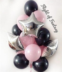 KBK Market Siyah Beyaz Kombin Balon Seti- Yıldız Balonlu Doğum Günü Seti