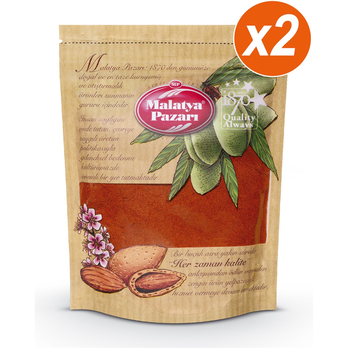 Biber Kırmızı Toz Acı Kilitli Paket 2 x 100 Gram
