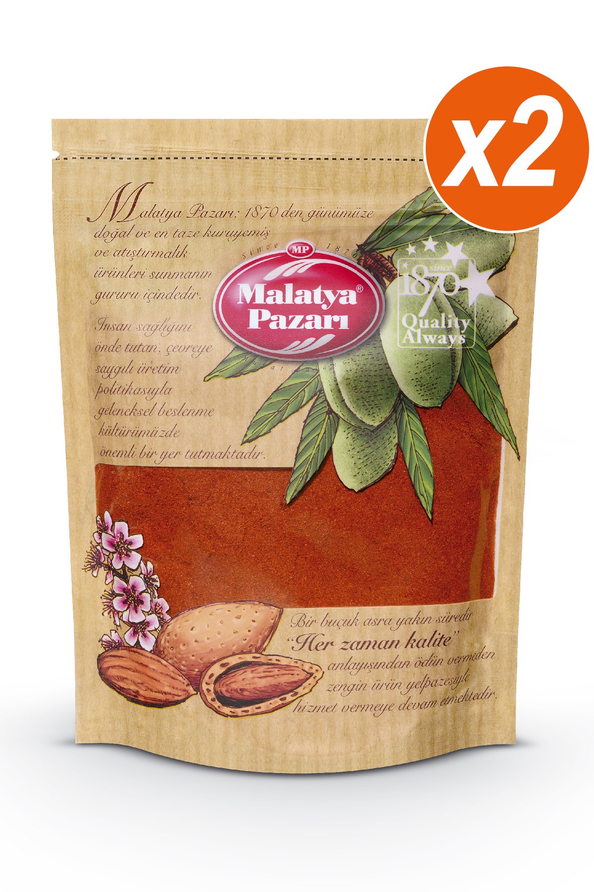 Malatya Pazarı Murat Palancı Biber Kırmızı Toz Acı Kilitli Paket 2 x 100 Gram