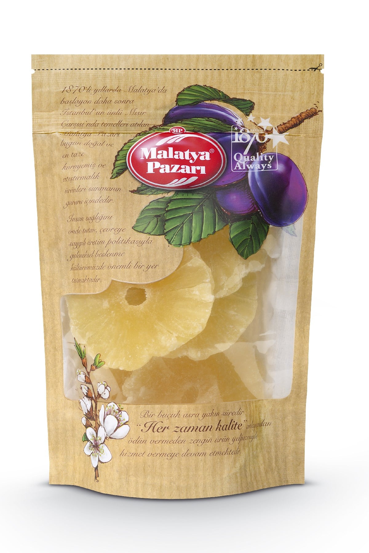 Malatya Pazarı Murat Palancı Kurutulmuş İthal Ananas Kilitli Paket 1 Kg
