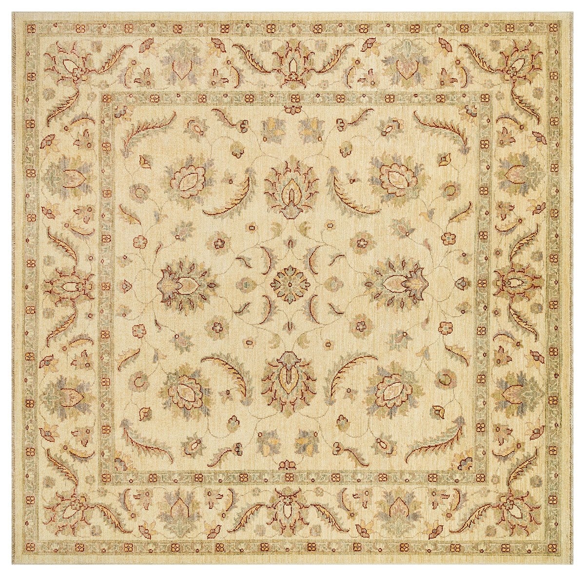 Afgan Uşak El Dokuma Halı Ziegler % 100 Yün Afganistan Üretim 183x183cm 3.35m2 EL HALISI
