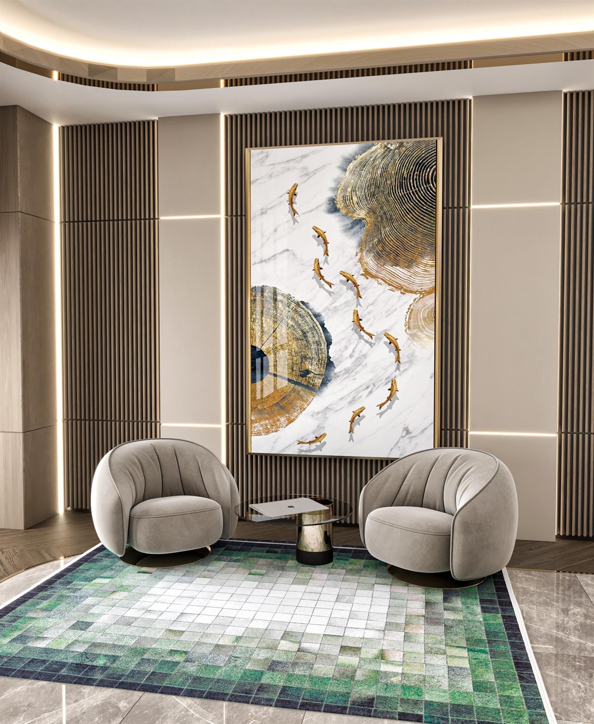 Allmode Dijital Baskılı Halı Modern Koleksiyon MVHy.1863