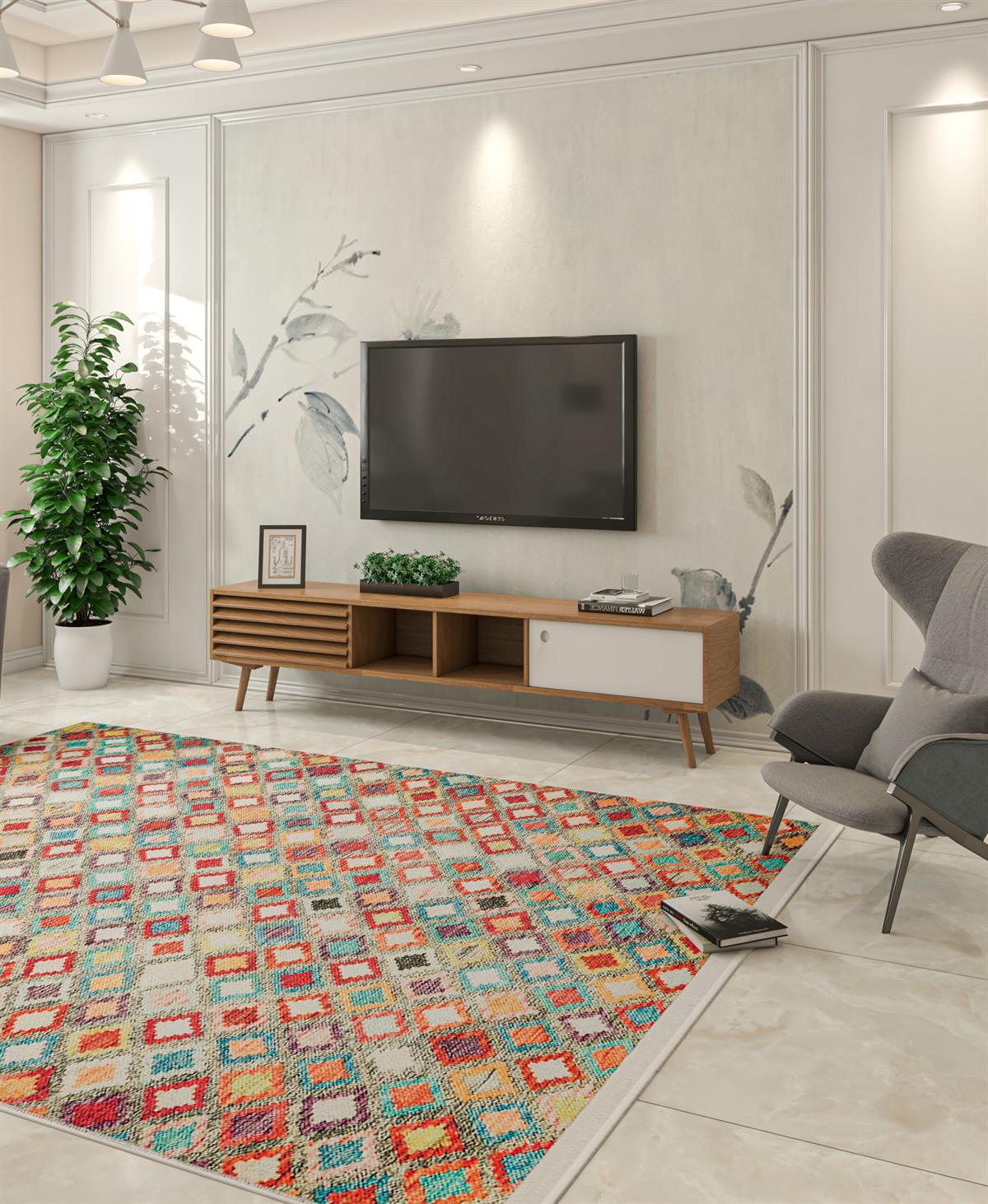 Allmode Dijital Baskılı Halı Modern Koleksiyon MVHy.1087