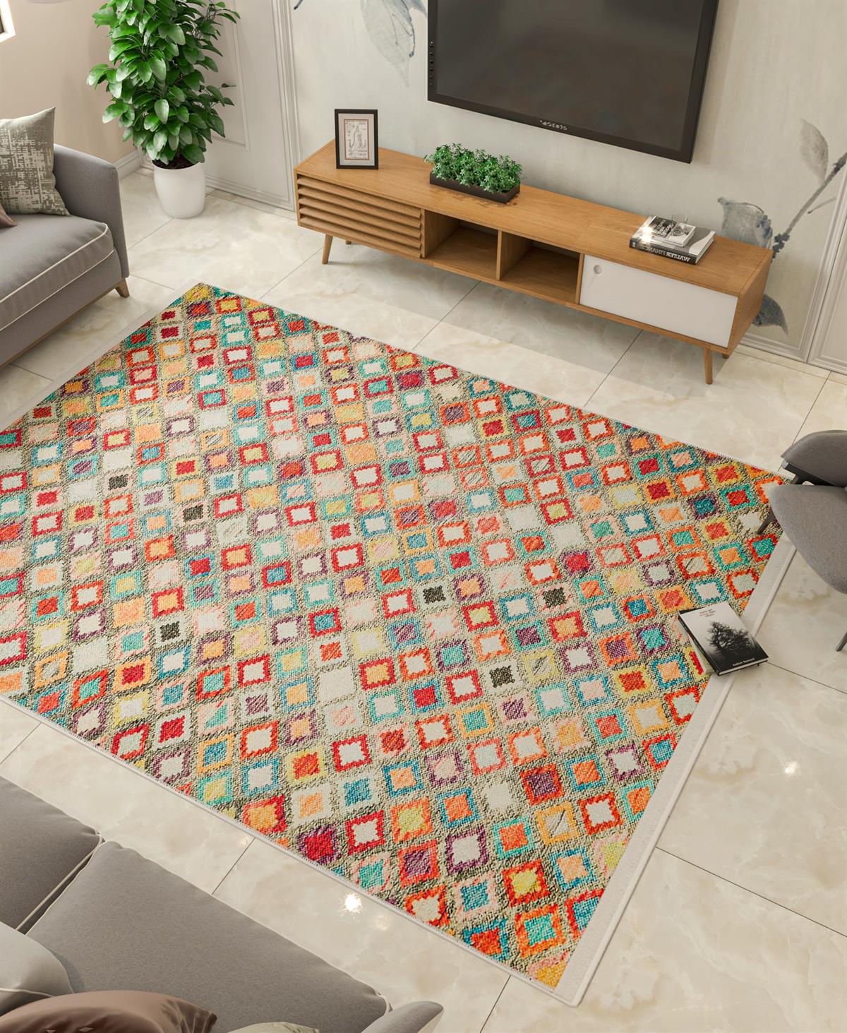 Allmode Dijital Baskılı Halı Modern Koleksiyon MVHy.1087