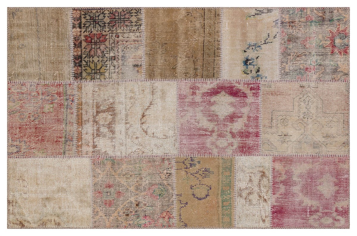 Modern El Dokuma Patchwork Halı Vintage Detaylı Ölçü;120x180