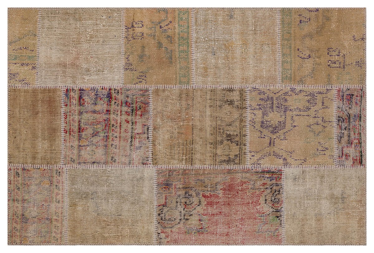 Modern El Dokuma Patchwork Halı Vintage Detaylı Ölçü;120x180