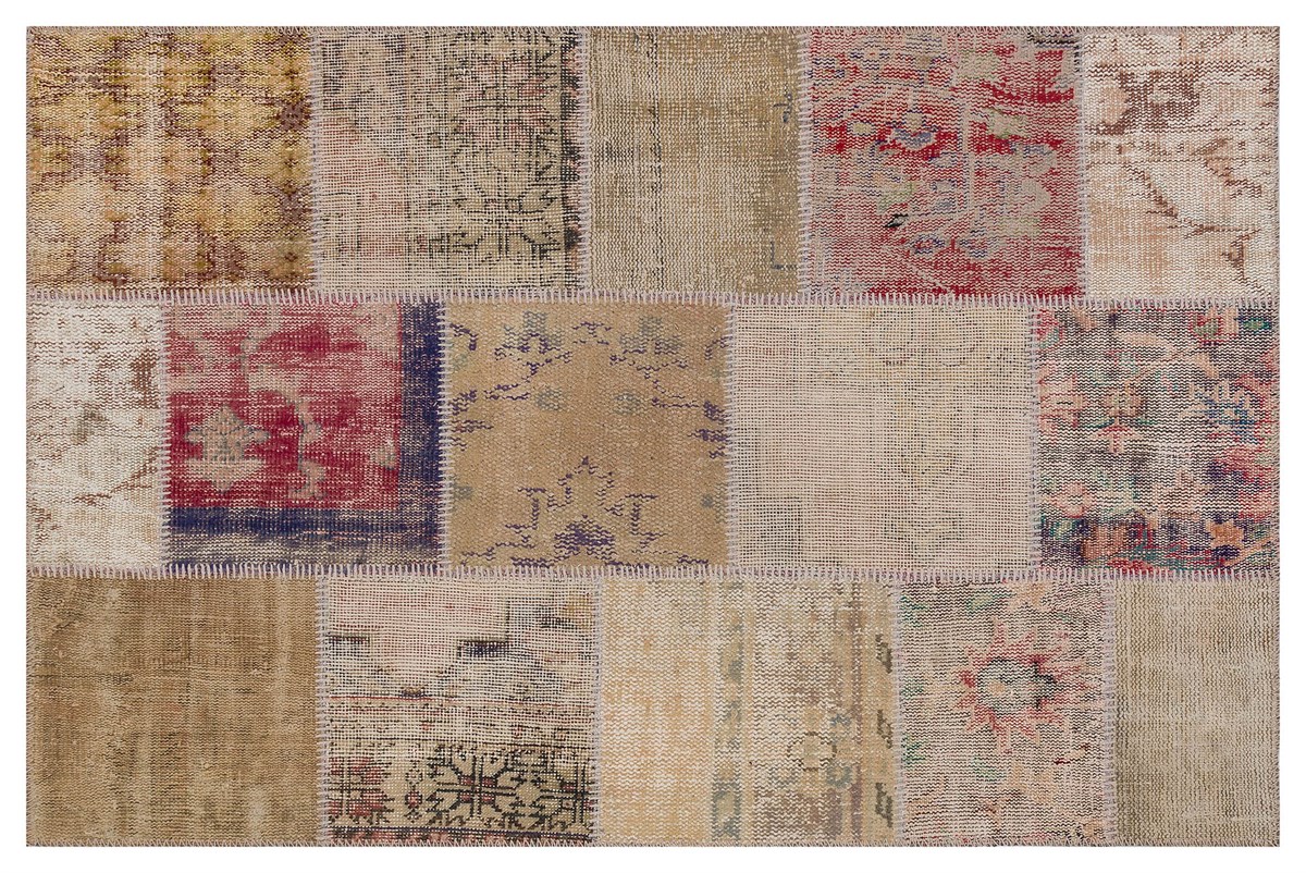 Modern El Dokuma Patchwork Halı Vintage Detaylı Ölçü;120x180