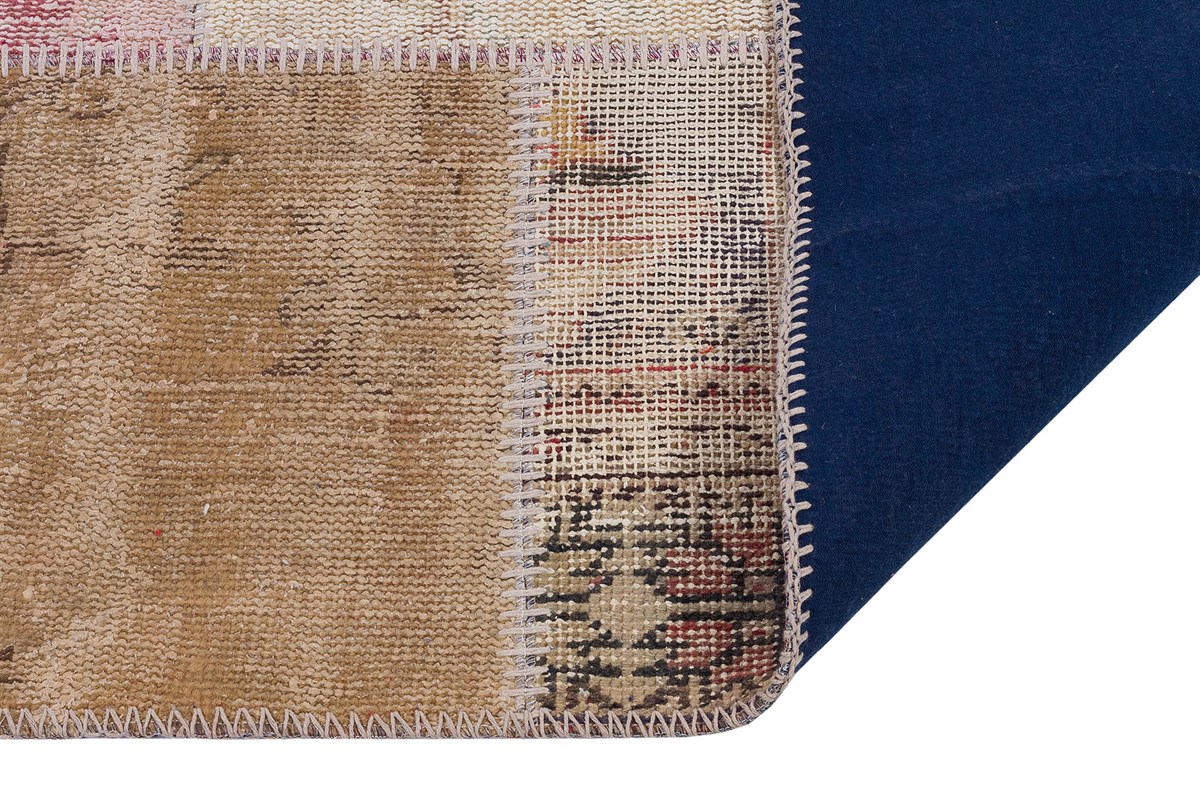 Modern El Dokuma Patchwork Halı Vintage Detaylı Ölçü;120x180