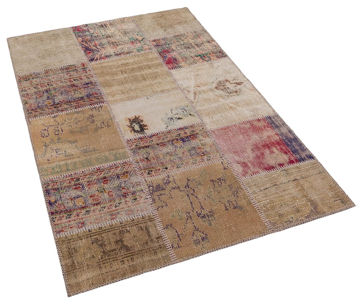 Modern El Dokuma Patchwork Halı Vintage Detaylı Ölçü;120x180