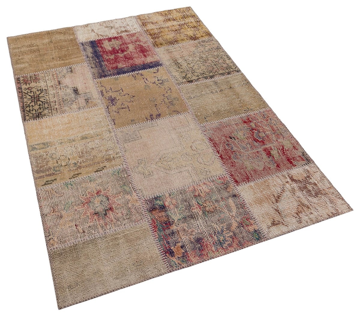 Modern El Dokuma Patchwork Halı Vintage Detaylı Ölçü;120x180