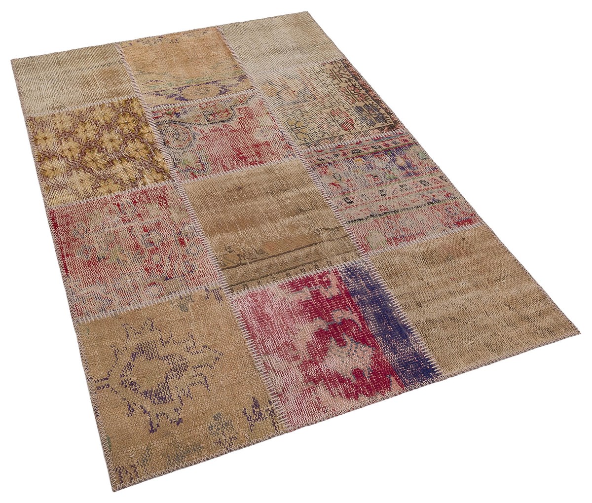 Modern El Dokuma Patchwork Halı Vintage Detaylı Ölçü;120x180