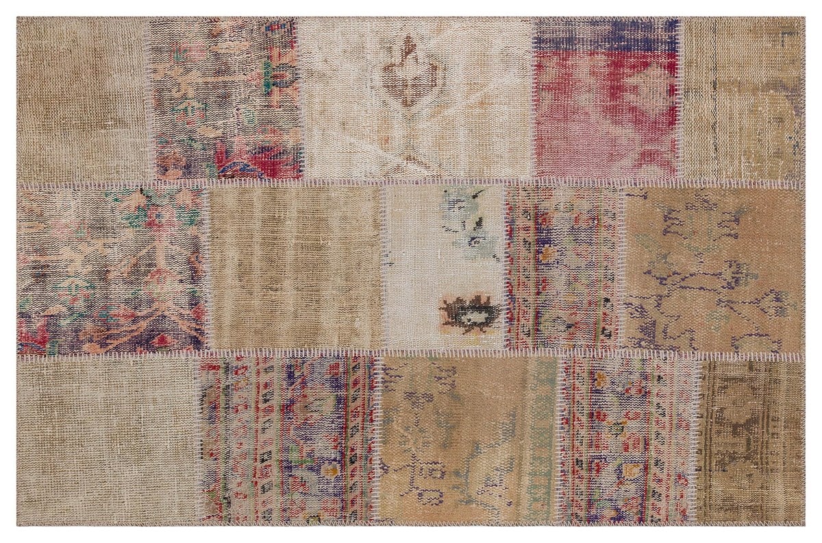Modern El Dokuma Patchwork Halı Vintage Detaylı Ölçü;120x180