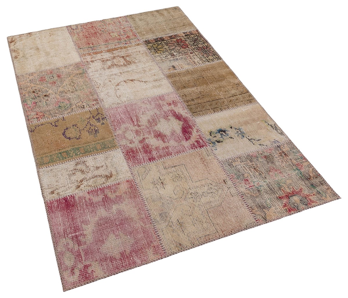 Modern El Dokuma Patchwork Halı Vintage Detaylı Ölçü;120x180