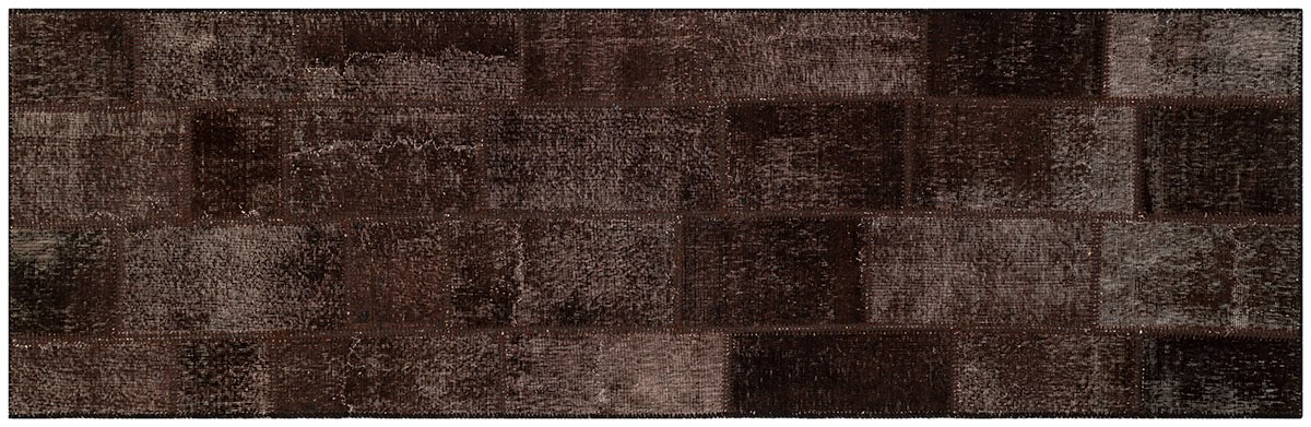 Modern El Dokuma Patchwork Halı Gri Ölçü;93 x 296