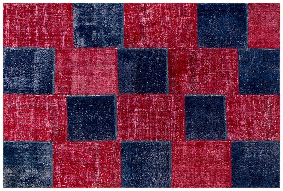 Modern El Dokuma Patchwork Halı Kırmızı Ölçü;183 x 275