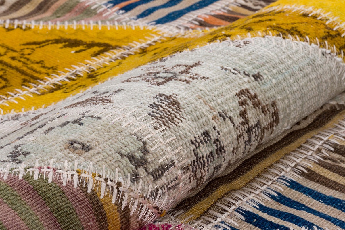 Modern El Dokuma Patchwork Halı Kırmızı Ölçü;170 x 240