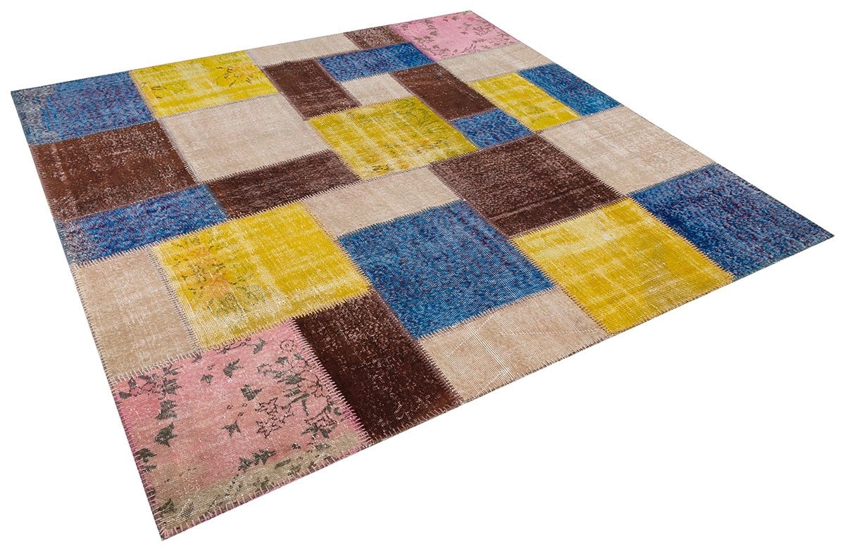 Modern El Dokuma Patchwork Halı Multi Ölçü;230 x 230