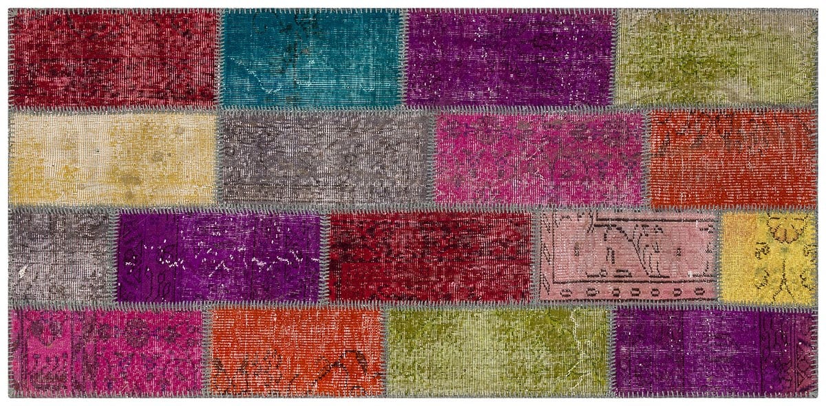 Modern El Dokuma Patchwork Halı Multi Ölçü;95 x 197